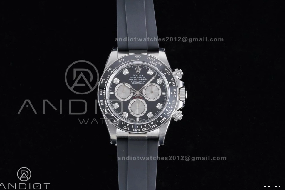 Best Diamonds Black Edition Dial 816 VSF 1:1 SoftTouch Silver Oysterflex on (Weighted) Daytona Strap V2 126519 VS4131 0219